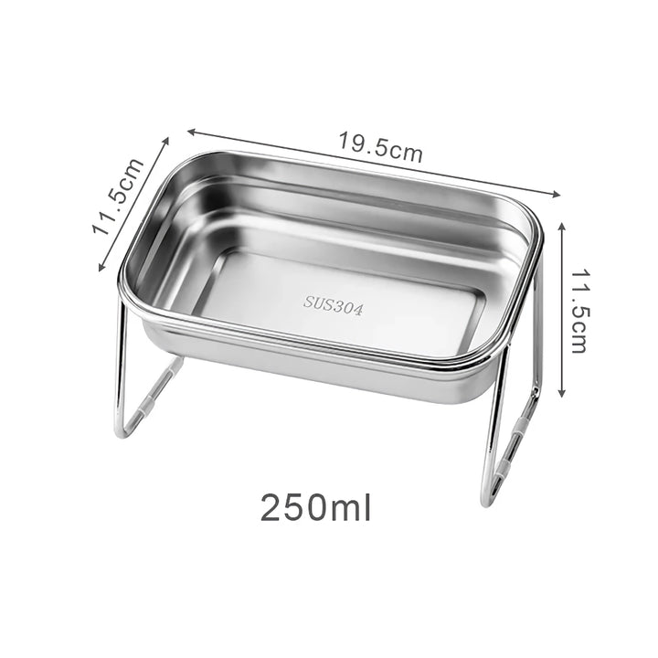 Stainless Steel Elevated Cat Bowls - Non-Slip Pet Feeding Dish