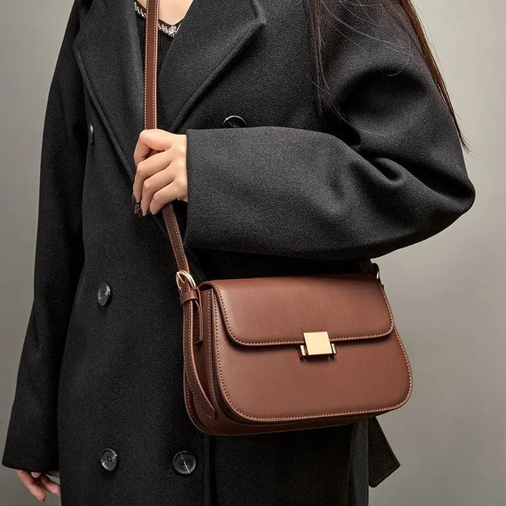 Luxury Genuine Leather Small Square Crossbody Shoulder Bag