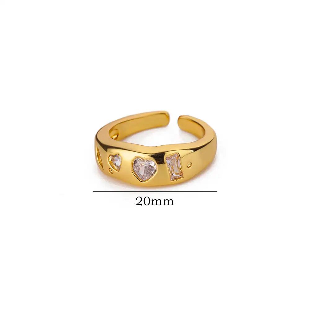 Gold Cubic Zirconia Heart Wedding Band