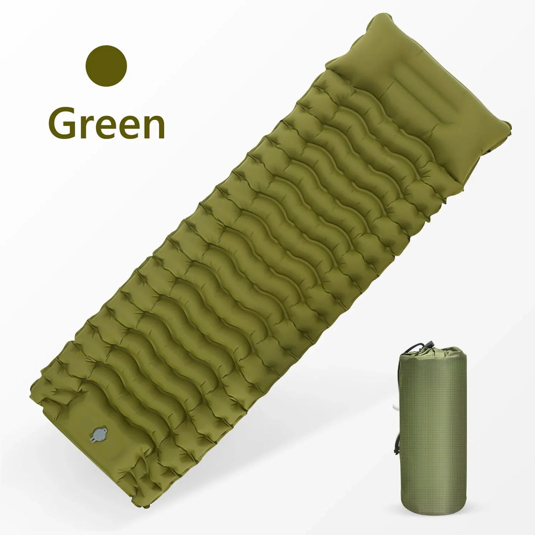 Thick Inflatable Camping Mattress with Built-in Pillow and Pump