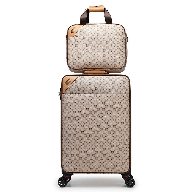 Luxury PU Leather Trolley Suitcase & Handbag Set - Lightweight Spinner Luggage for Travel