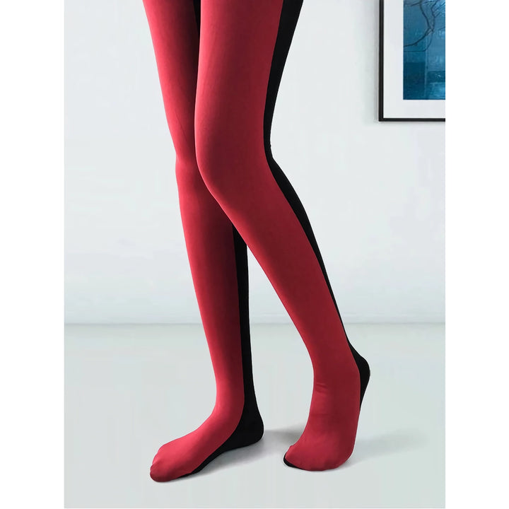 Chic Patchwork Velvet Tights for Women – Slim Fit Anti-Hook Pantyhose