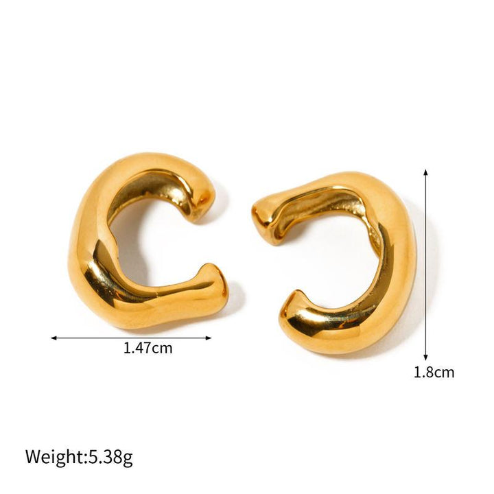 18K Gold Plated Stainless Steel Irregular Smooth Ear Clip