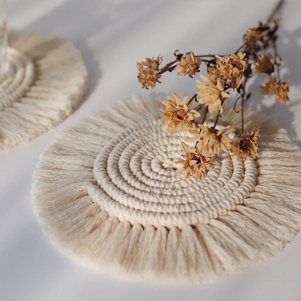 Handmade Macrame Cotton Coasters – Bohemian Style Table Mats