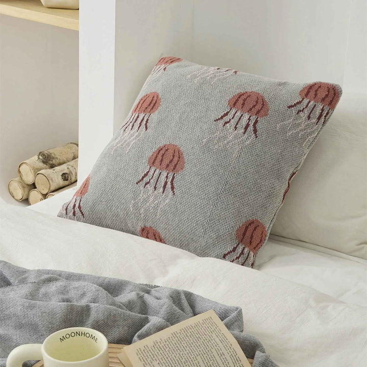 Elegant Jellyfish Pattern Knitted Cotton Pillow Cover