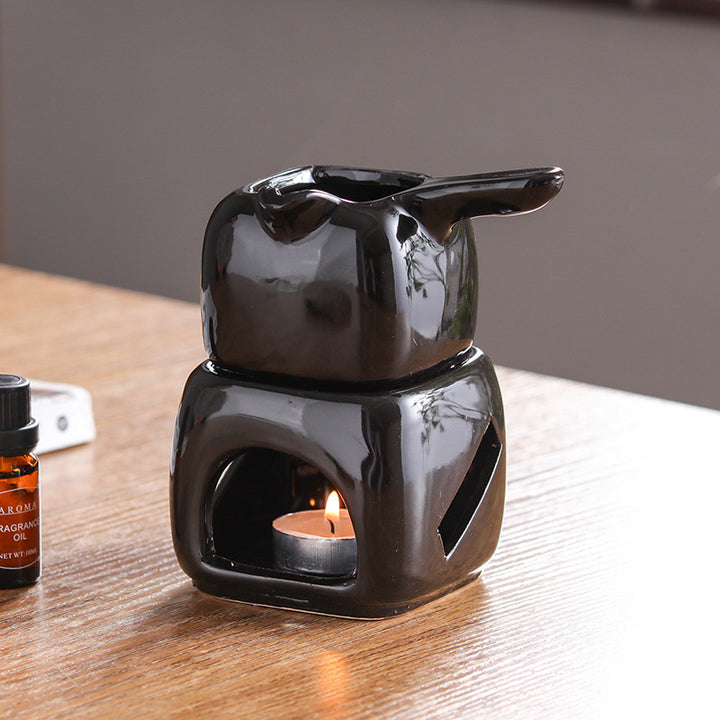 Elegant Ceramic Candle Holder & Tea Warmer Set