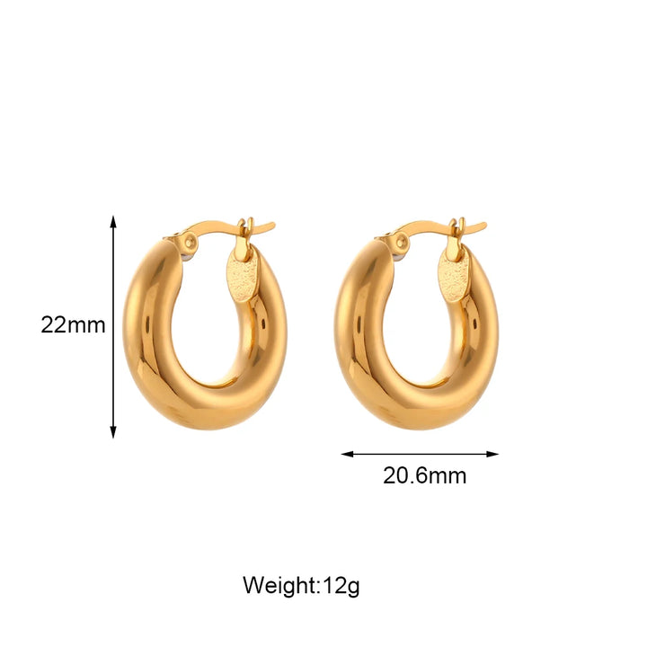 30mm Gold-Plated Stainless Steel Hoop Earrings - Tarnish-Free Minimalist Hoops