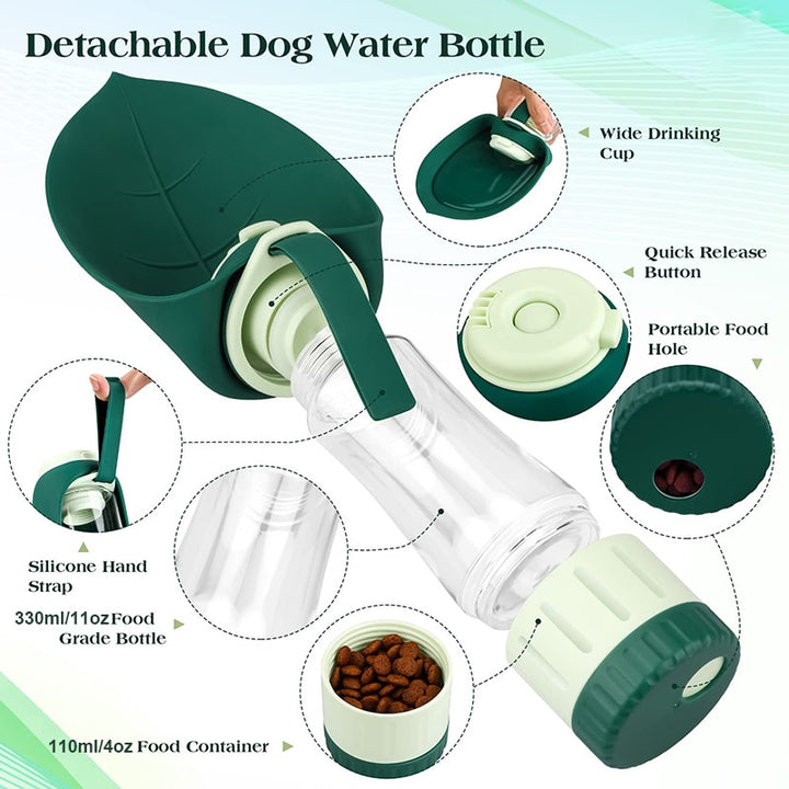 2-in-1 Portable Dog Water Bottle & Food Container for Outdoor Activities