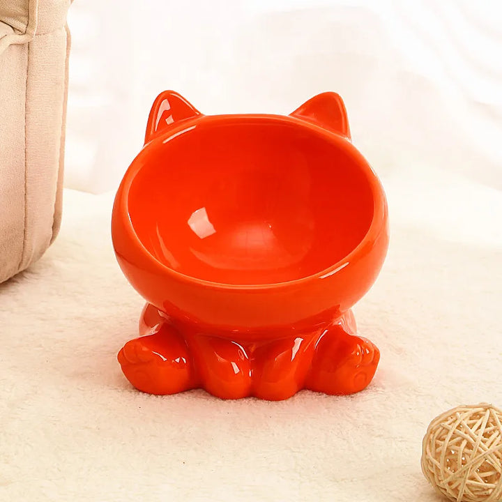 Ceramic Cat Bowl with Elevated Diagonal Design