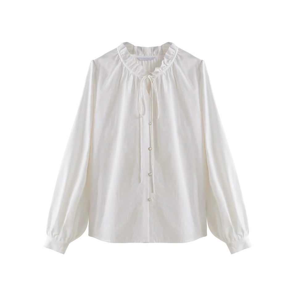 Elegant French Style Casual Puff Sleeve Shirt