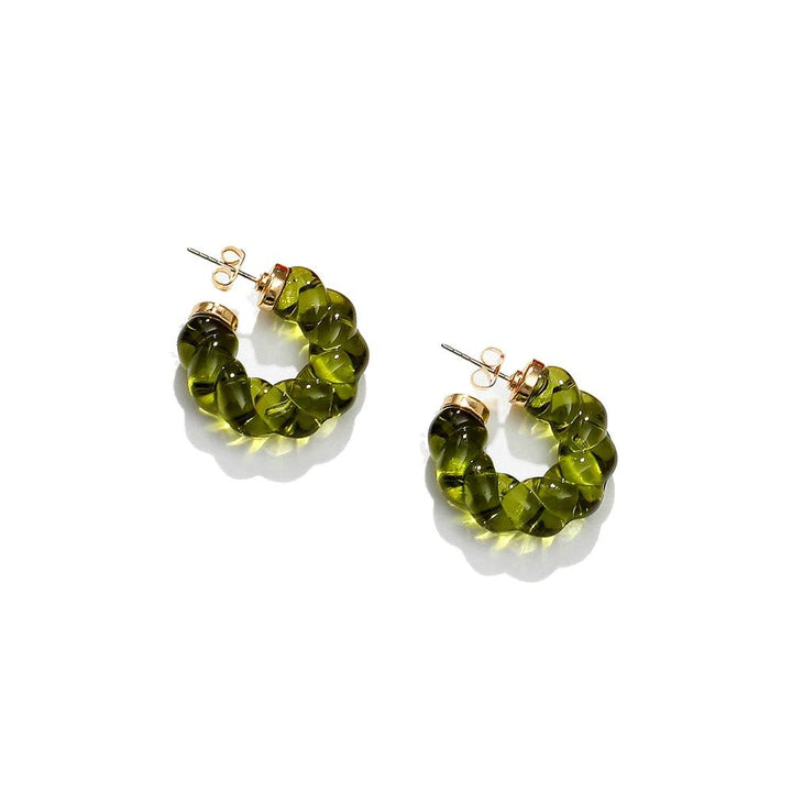 Chic Resin Twist Hoop Earrings - Stylish C-Shaped Earrings