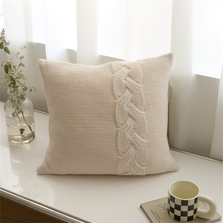 Nordic Twist Design Knitted Pillow Case