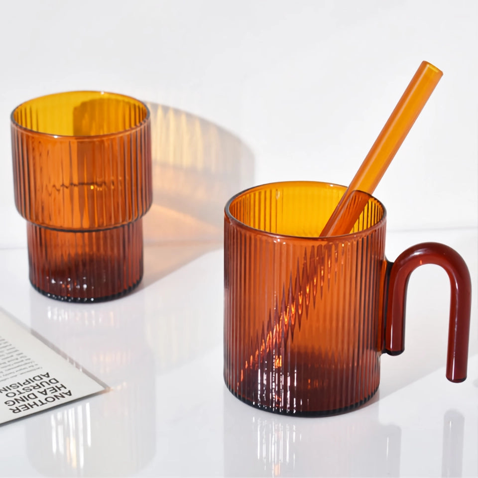 Heat Resistant Glass Mug with Colorful Handle