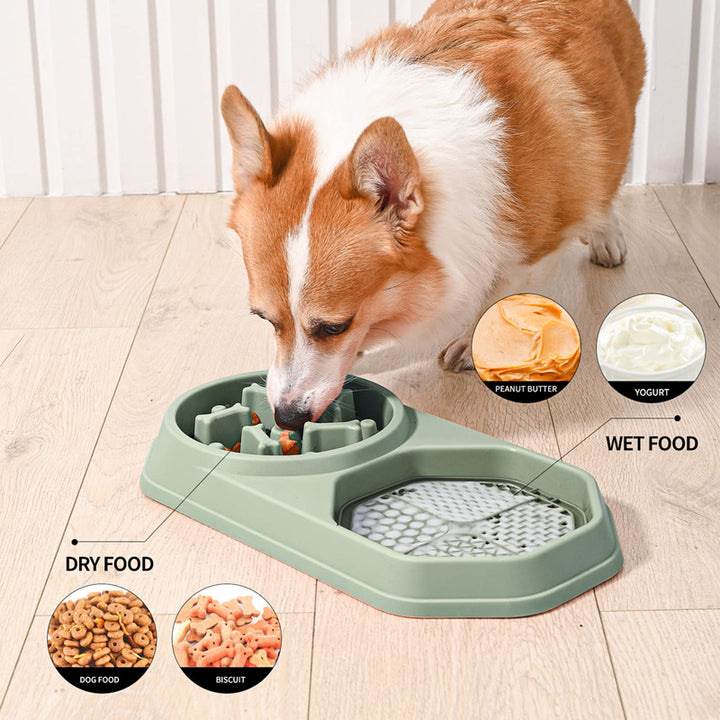 2-in-1 Slow Feeder Dog Bowl and Lick Mat