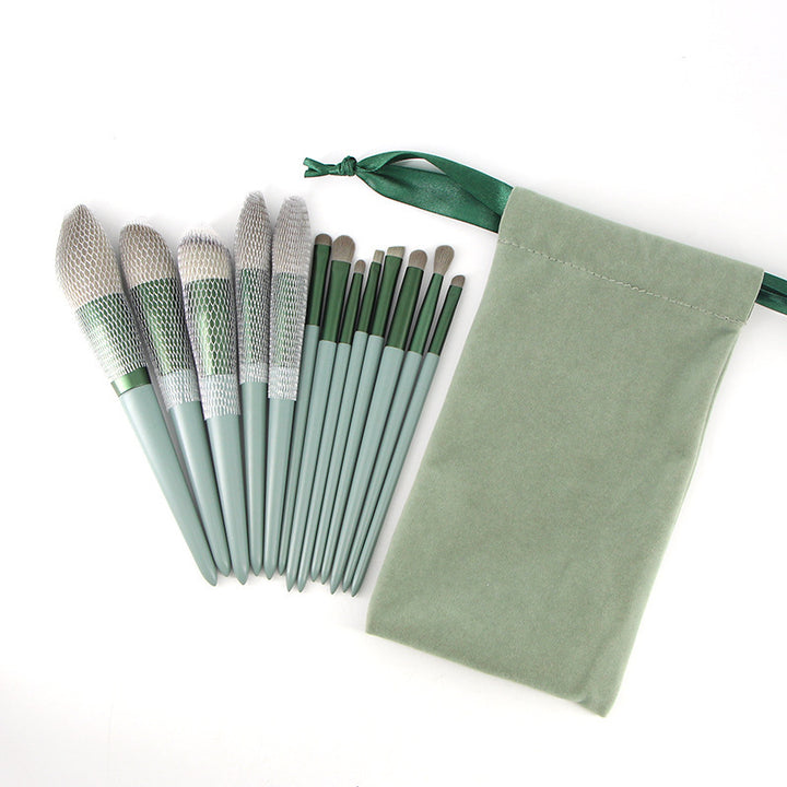 Green Wooden Handle Quick-drying Soft Fur Flour Brush Suit