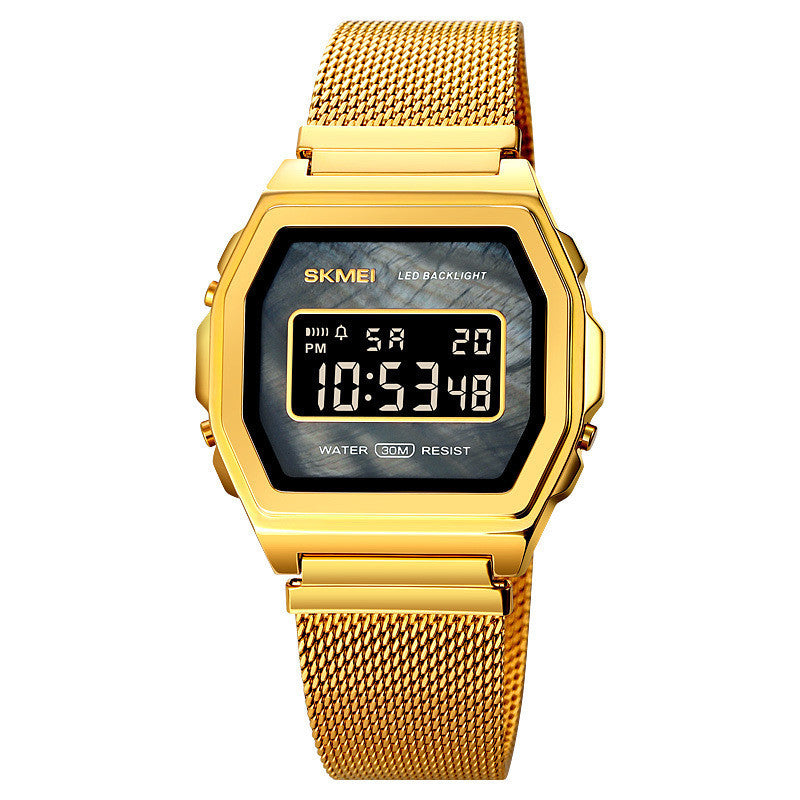 Fashion Cool Multi-function Trend Personality Student Waterproof Stainless Steel Electronic Watch