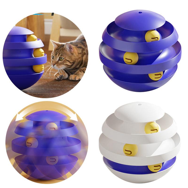 Interactive 3-Layer Cat Toy Tower with Tumbler Balls