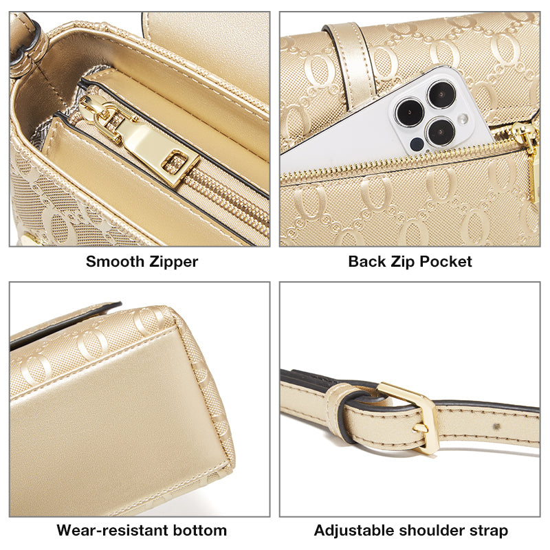 Stylish Gold Crossbody and Shoulder Bag