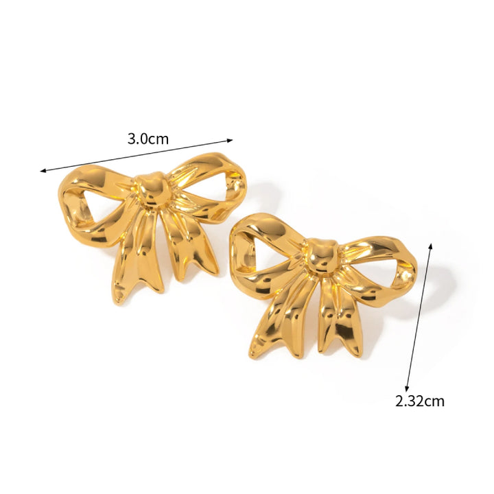 18K PVD Plated Geometric Bow Hoop Earrings