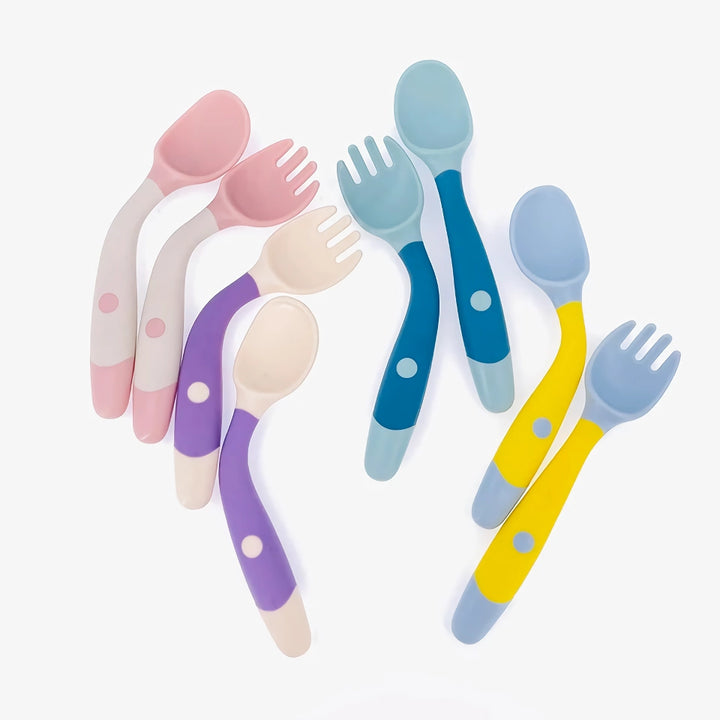 Soft Silicone Baby Spoon and Fork Set