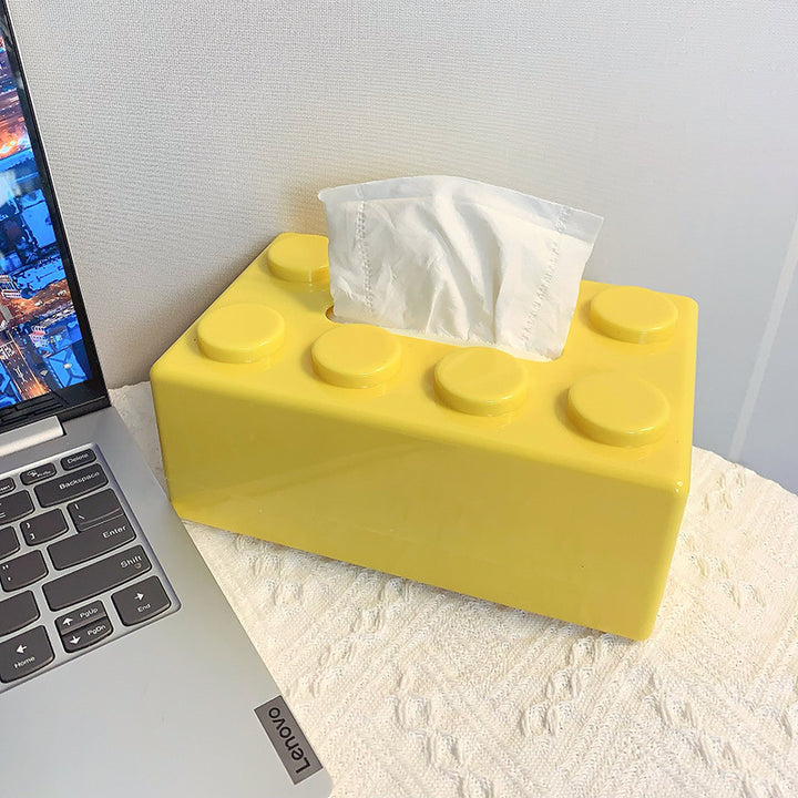 Creative Wall-Mounted Tissue Box Holder with Building Blocks