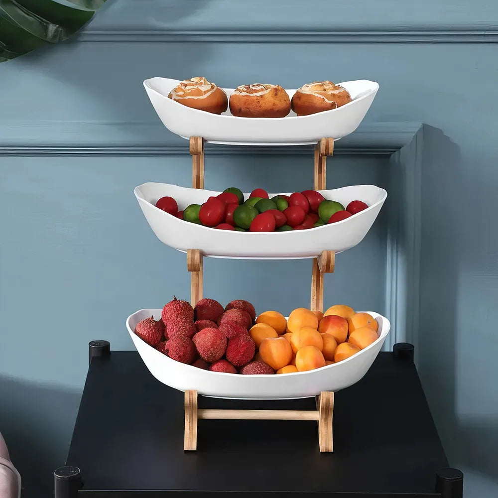 Partitioned Oval Table Plates & Fruit Bowl