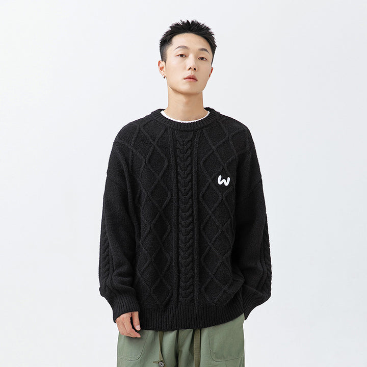 Men's Solid Color Casual Knitted Sweater