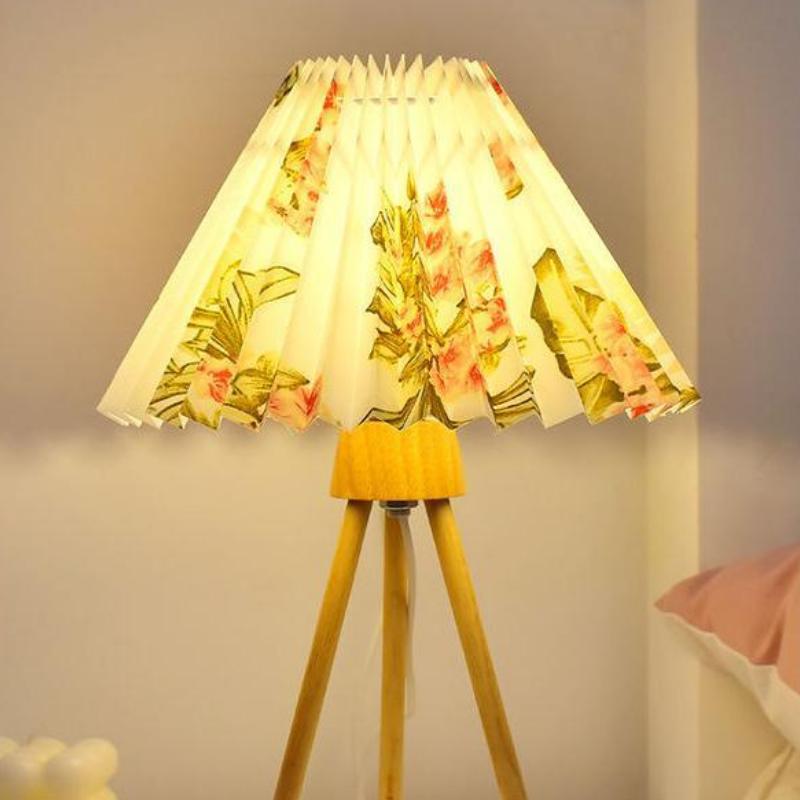 Wood USB Table Lamp with Adjustable Brightness for Bedside and Desk