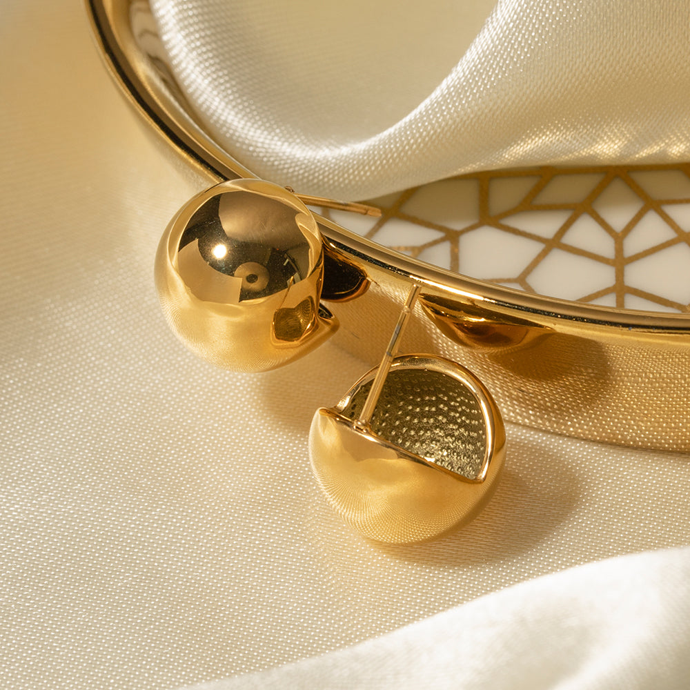 Gold Plated Hemispherical Cutout Earrings for Women