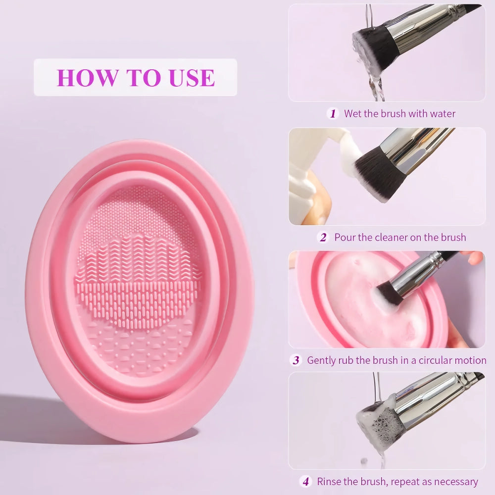 Silicone Makeup Brush Cleaner & Folding Washing Bowl