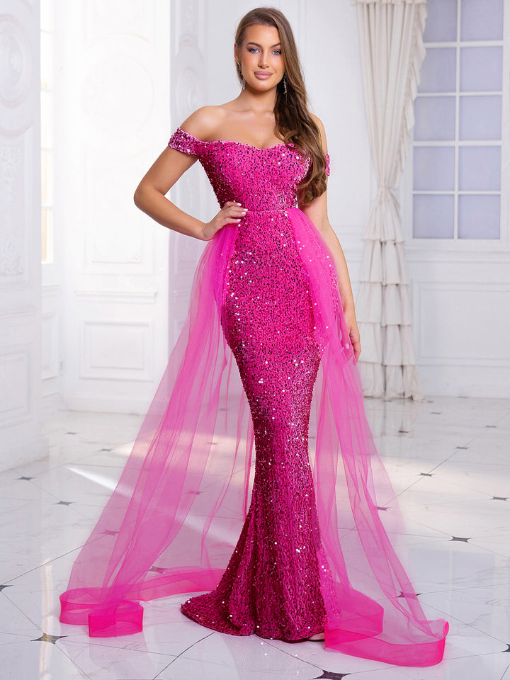 Heavy Industry Fishtail Long Off-shoulder Banquet Annual Meeting Dress