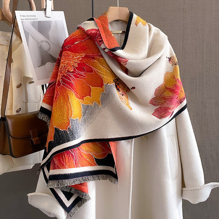 Autumn And Winter Duplex Printing Thickened Artificial Cashmere Scarf