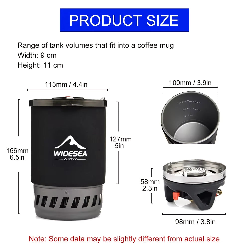 Portable Camping Cooking System with Heat Exchanger and Gas Stove