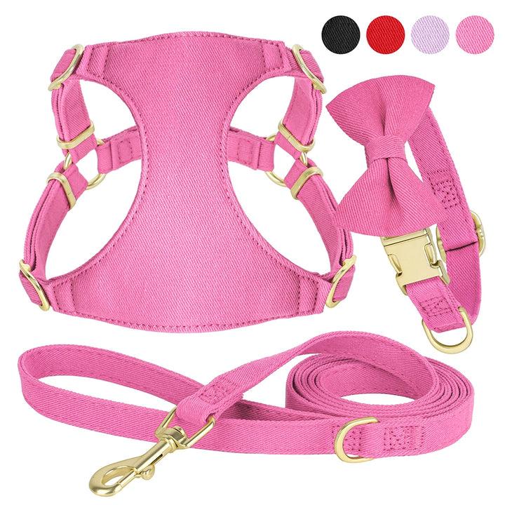 Bowtie Dog Collar Harness Leash Set