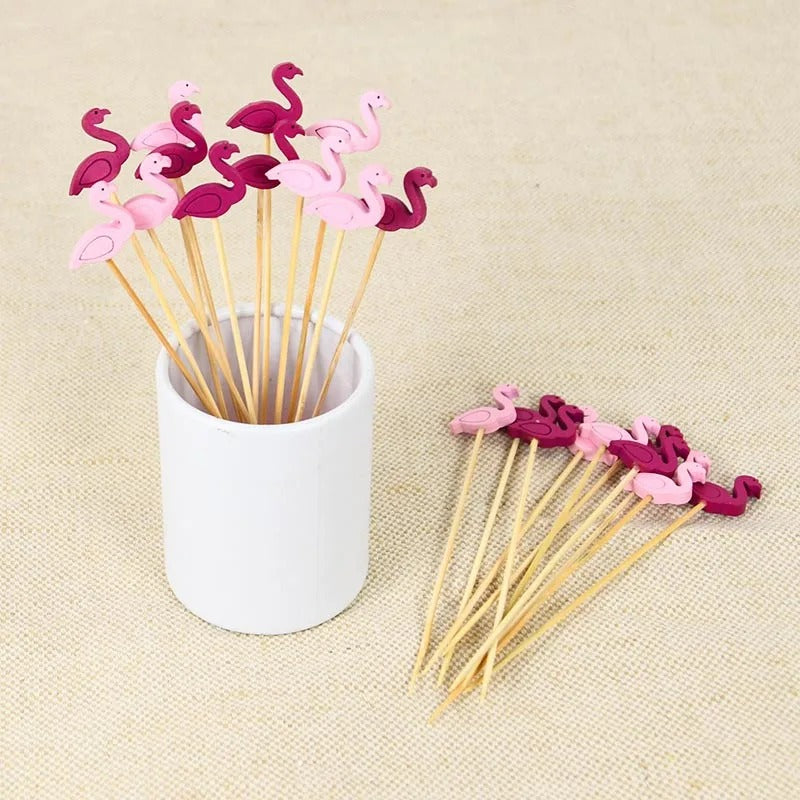 100pcs Flamingo Decorative Picks for Summer Party and Wedding Decor