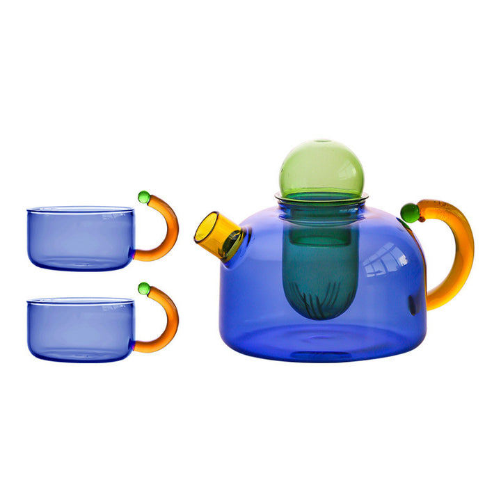 Colorful Glass Teapot and Teacup Set