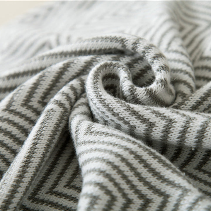 Cozy Wave Stripe Knit Throw Blanket - Brown & Gray