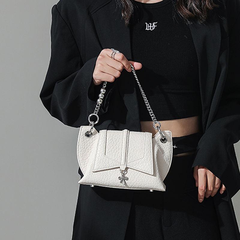 High-End Texture White Butterfly Wing Shoulder Crossbody Bag