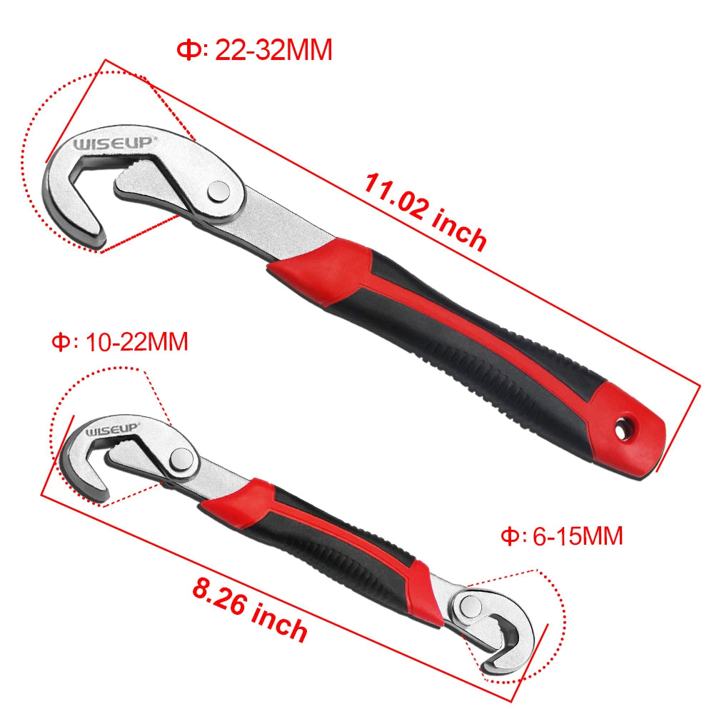 2Pcs Multifunctional Adjustable Pipe Wrench with Anti-Slip Handle