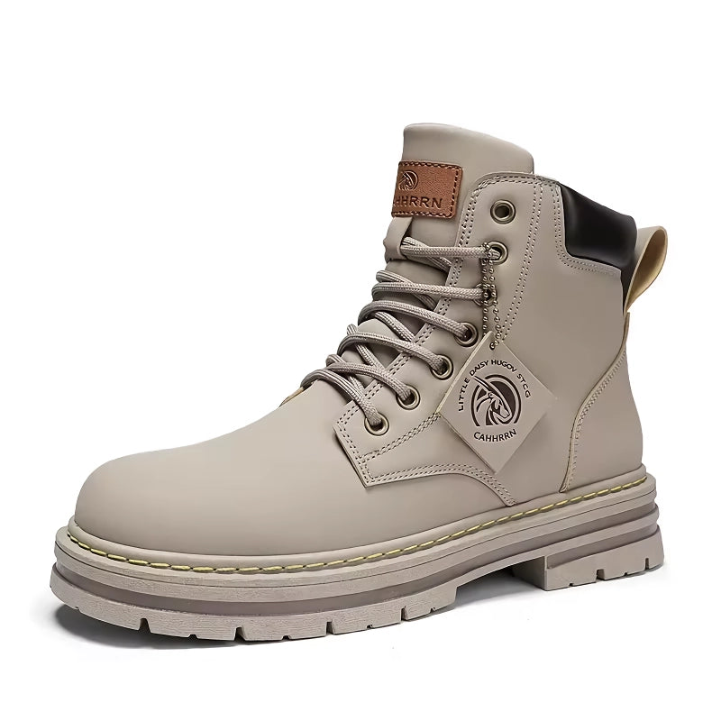 High Top Leather Motorcycle Ankle Boots