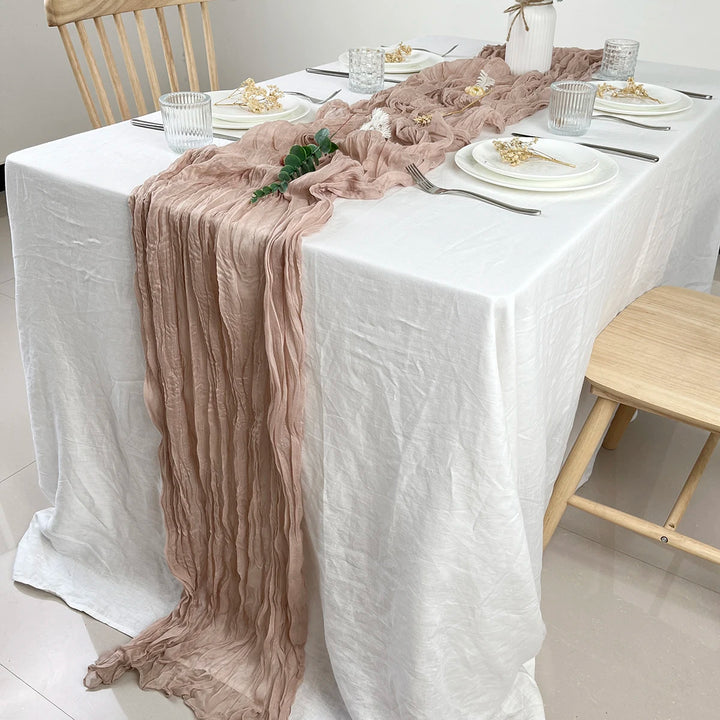 Pink Semi-Sheer Gauze Table Runner for Weddings and Events