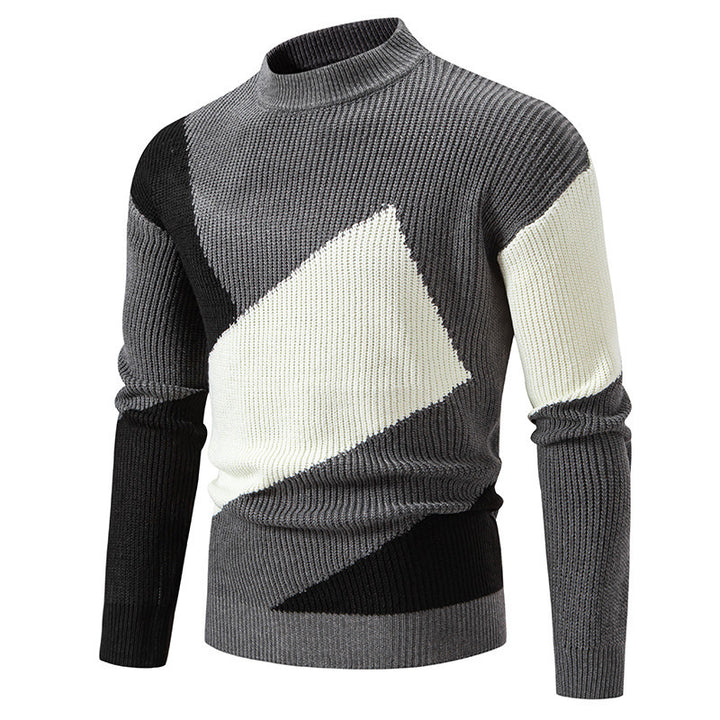 Sweater Men's Round Neck Multicolor Pullover Sweater