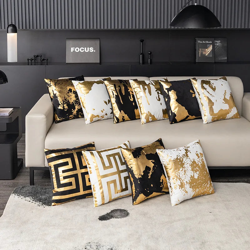 Nordic Luxury Geometric Plush Pillowcases