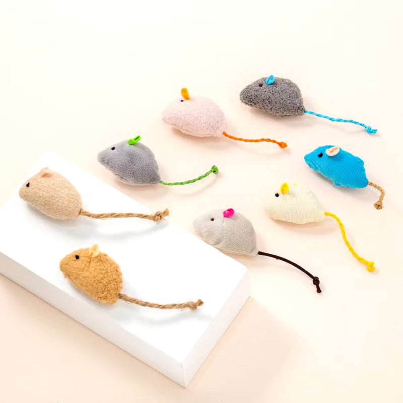 Interactive Colorful Plush Mouse Toy for Cats