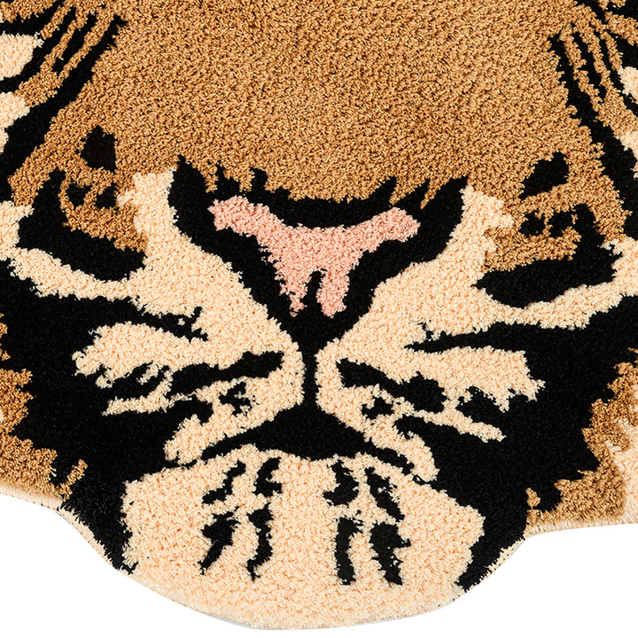 Tiger Head Tufted Rug for Living Room and Kids Bedroom