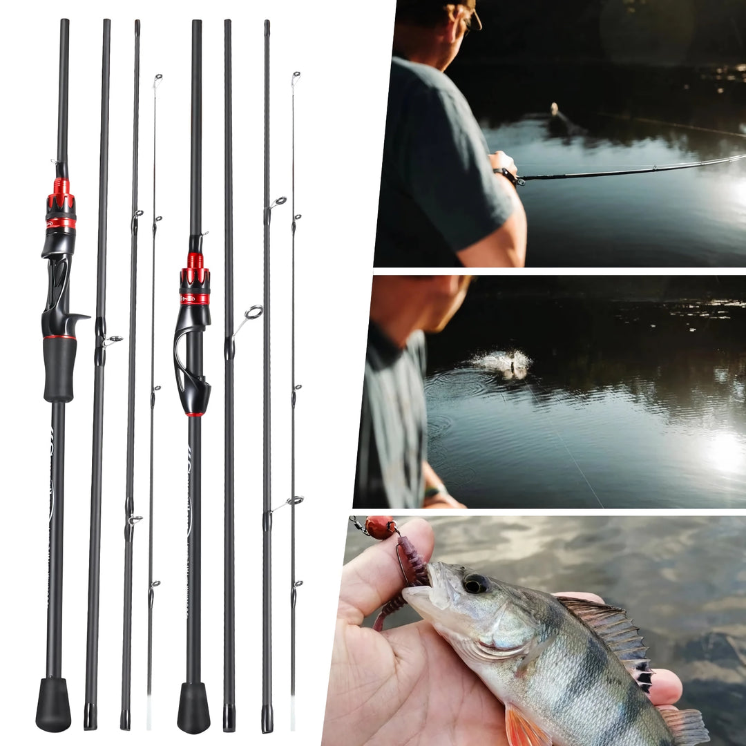 UltraLight 2.1m Carbon Fiber Fishing Rod - 4 Section EVA Handle Baitcasting Pole