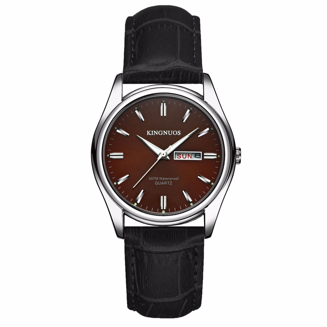 Genuine Men's Bar Ding Women's Dual-calendar Waterproof Non-Mechanical Quartz Watch