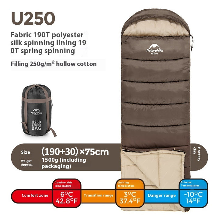 Naturehike Series Envelope Hooded Sleeping Bag Outdoor Camping Autumn And Winter Cold-proof Double