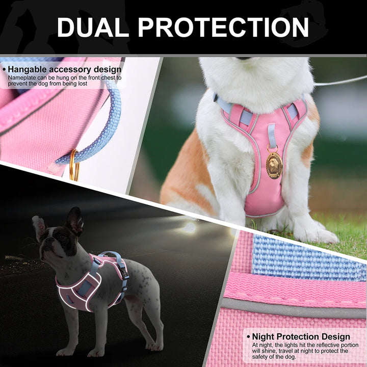 Reflective No-Pull Dog Harness – Durable Adjustable Oxford Nylon Harness for Medium & Large Dogs with Handle