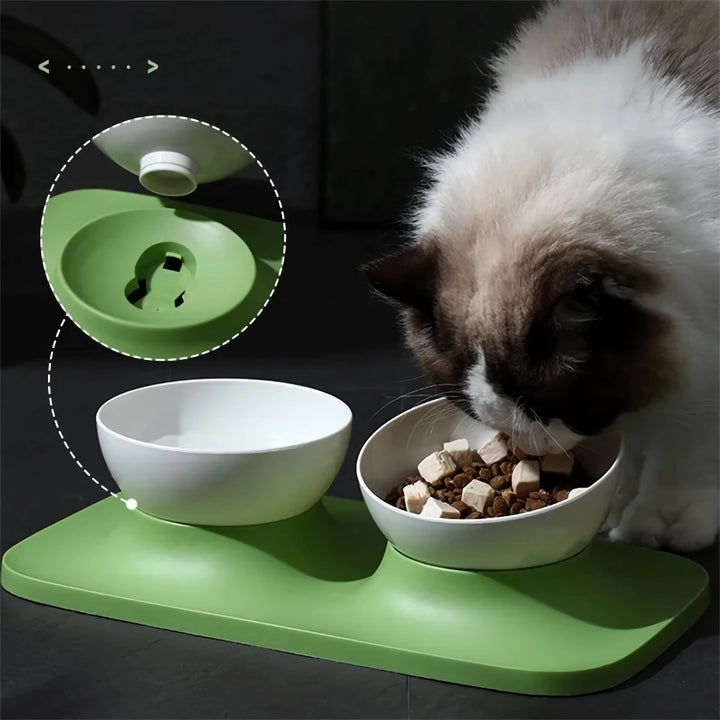 Adjustable Anti-Upset Double Bowl Feeding Station for Cats and Dogs